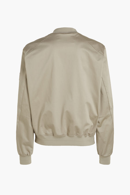 Veste courte écru de style bomber Calvin Klein avec col et poignets côtelés, vue arrière.