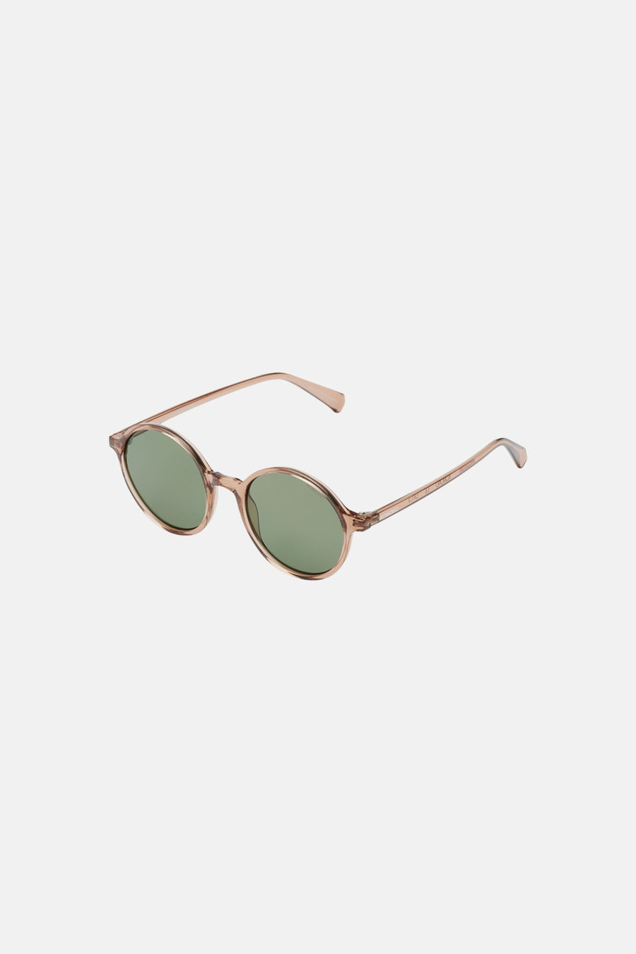 Lunettes de soleil marron KOMONO avec verres ronds et monture transparente.