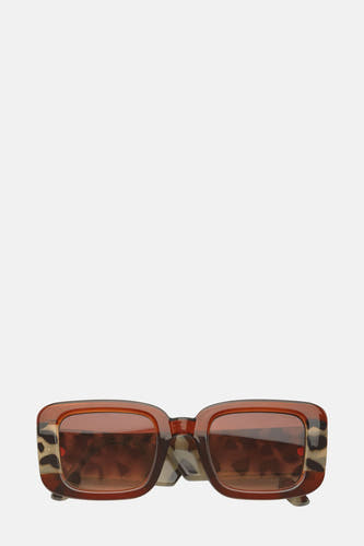 Multicolor bril van KOMONO, met een hoornrand en luipaardpatroon aan de zijkant.
