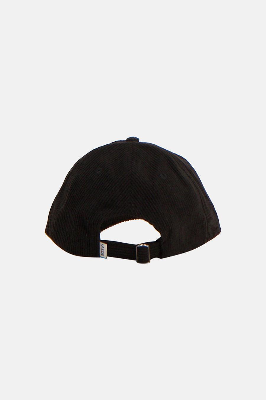Casquette noire LAKOR, avec texture velours côtelé et une sangle réglable à l'arrière.