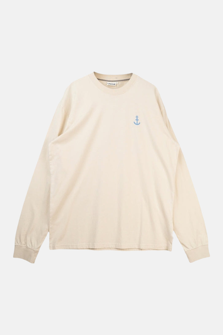 T-shirt écru à manches longues LAKOR, avec imprimé d'un oiseau portant des lunettes de soleil au dos.