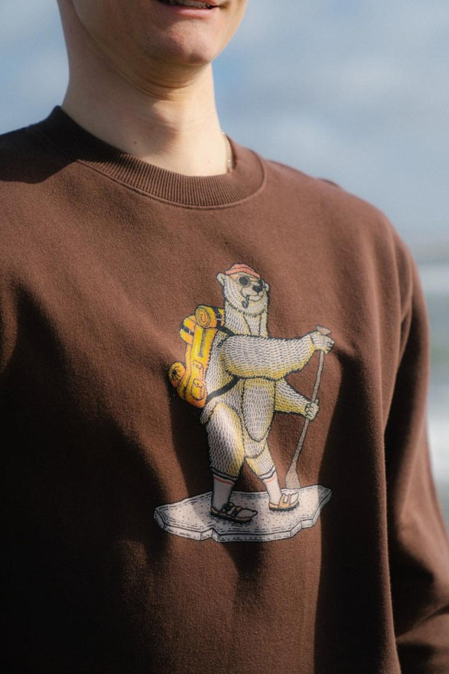 Sweat col O - brun