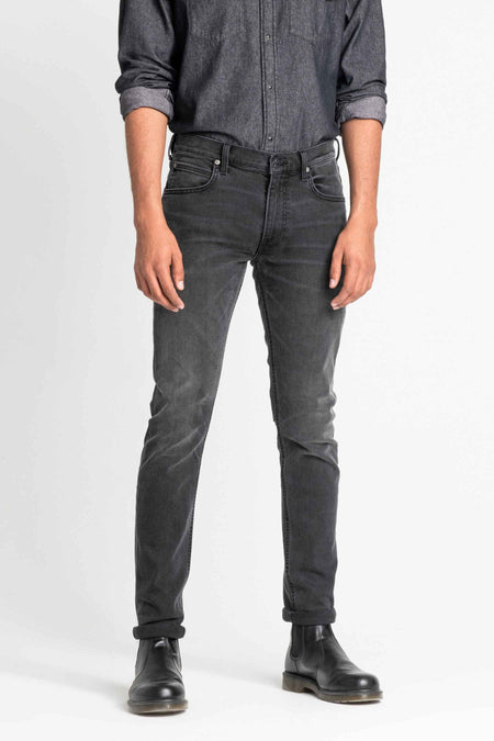 Jean &agrave; coupe carrot - gris