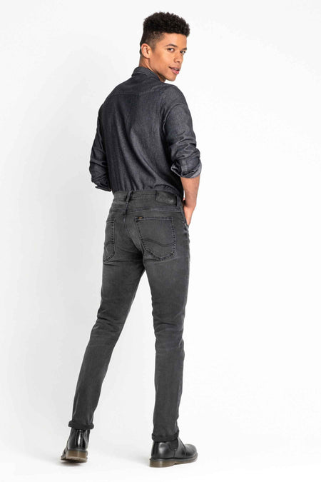 Jean &agrave; coupe carrot - gris