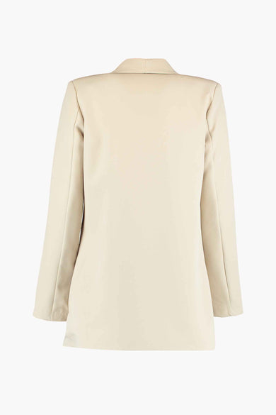Blazer beige de HAILYS, vu de dos, avec manches longues et un col classique.