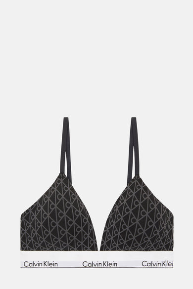Manteau noir Calvin Klein avec un motif subtil de logos.