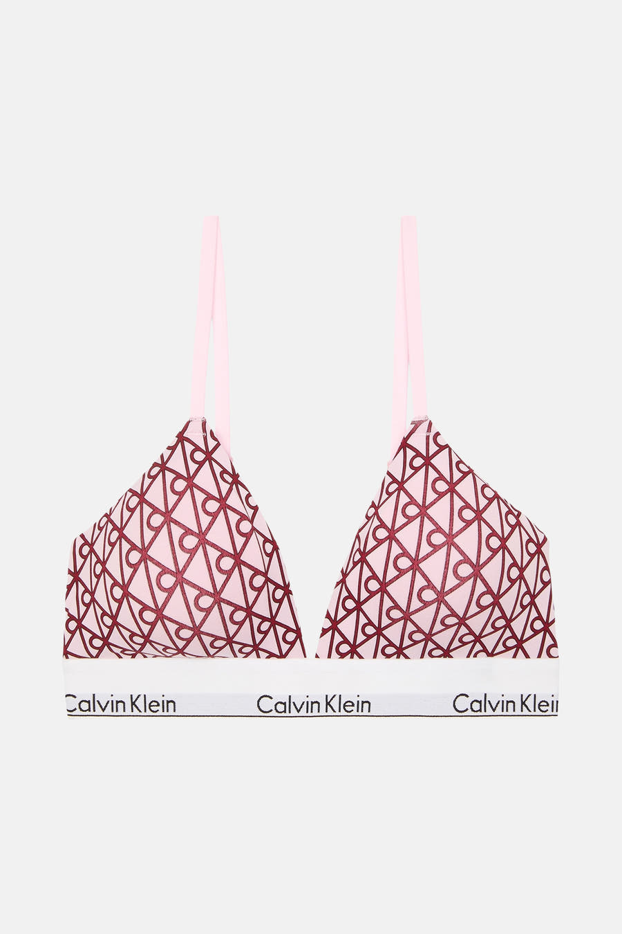Doudoune multicolore Calvin Klein avec un motif rouge et des liens roses.