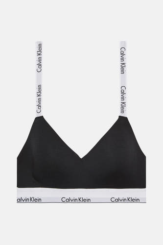 Manteau noir Calvin Klein avec des bandes blanches à logo.