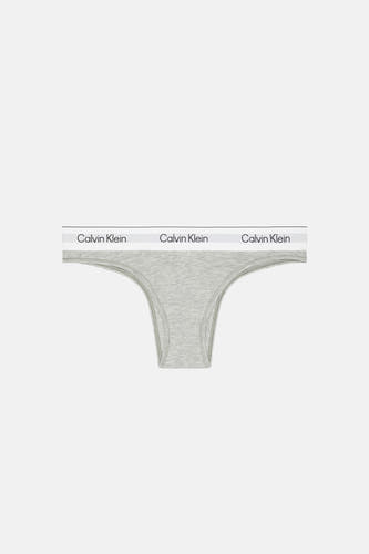 Grijze string van Calvin Klein, met elastische band met het merklogo.