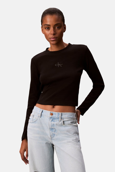 Top uni manche longue noir - Calvin Klein