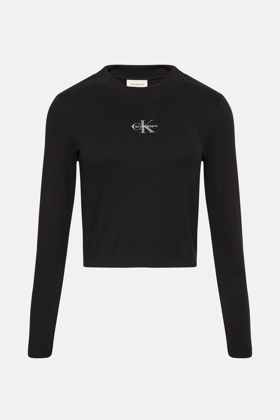 Zwarte Calvin Klein Jeans crop top met lange mouwen.
