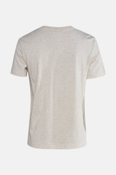 T-shirt beige à manches courtes de Calvin Klein, design simple avec une douce texture, dos.