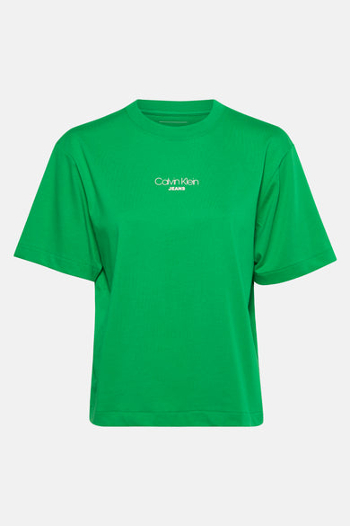 T-shirt vert de mantestestes Calvin Calvin Calvin Calvin, Calvin Klein avec logo logo logo logo logo blanc