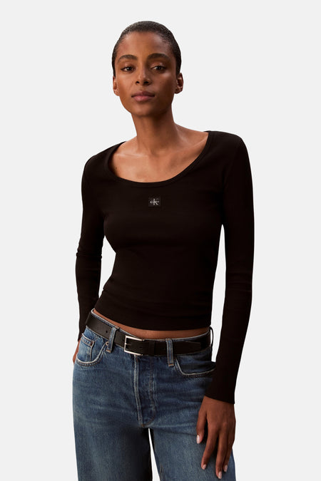 Top uni manche longue Noir - Calvin Klein