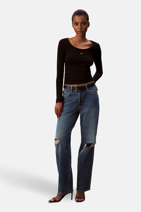 Top uni manche longue Noir - Calvin Klein
