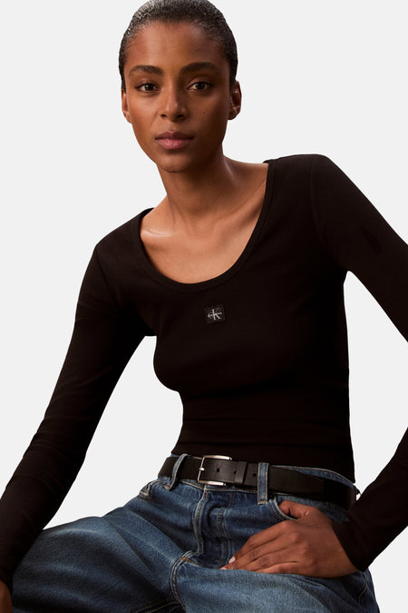 Top uni manche longue Noir - Calvin Klein