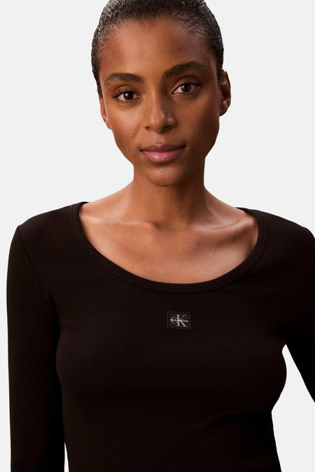 Top uni manche longue Noir - Calvin Klein