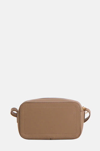 Bruine schoudertas van Calvin Klein, met gestikte details en goudkleurige hardware.