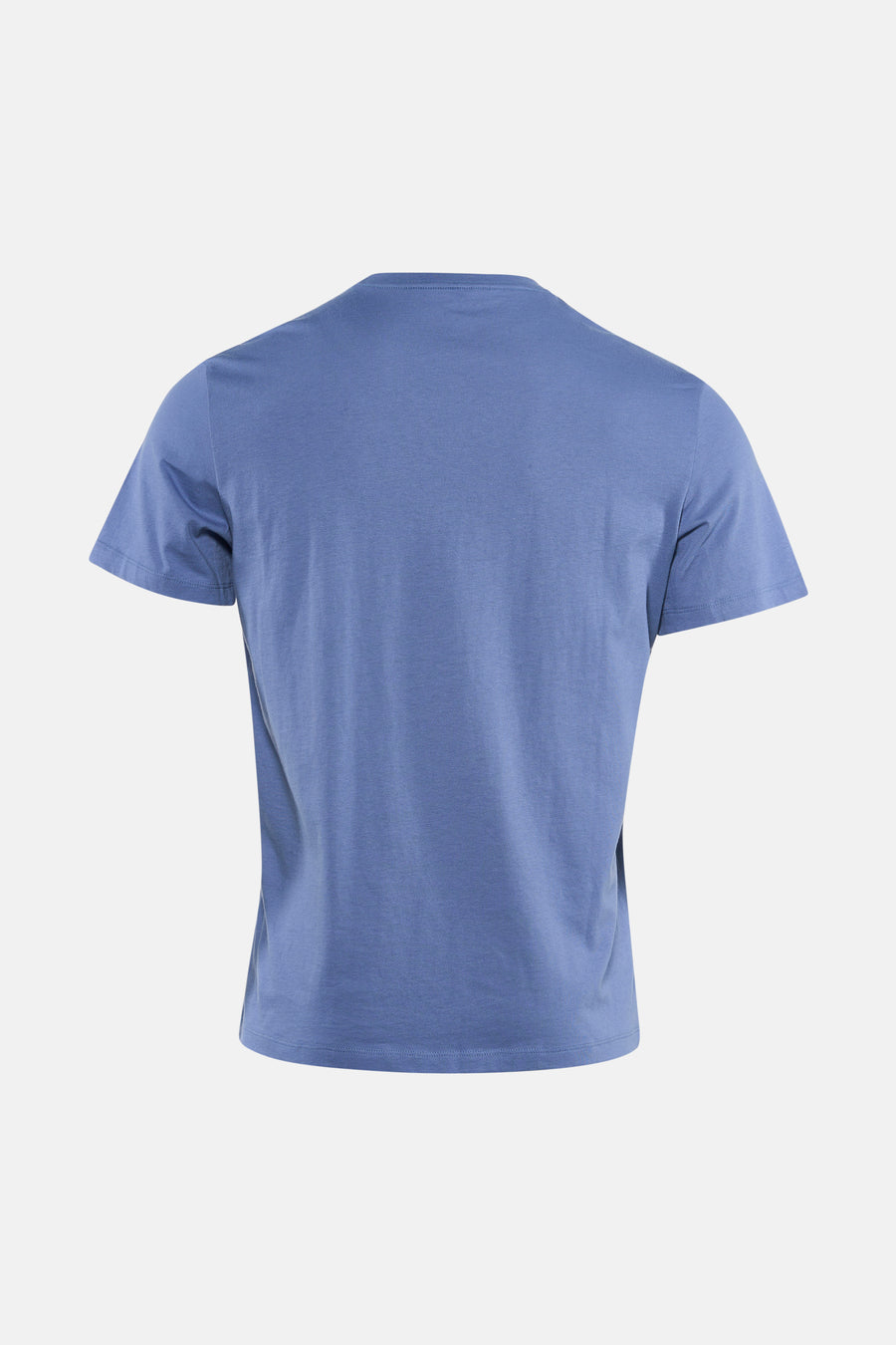 Blauwe korte mouw t-shirt van Calvin Klein, achterzijde, eenvoudig design, gladde stof, ronde halslijn