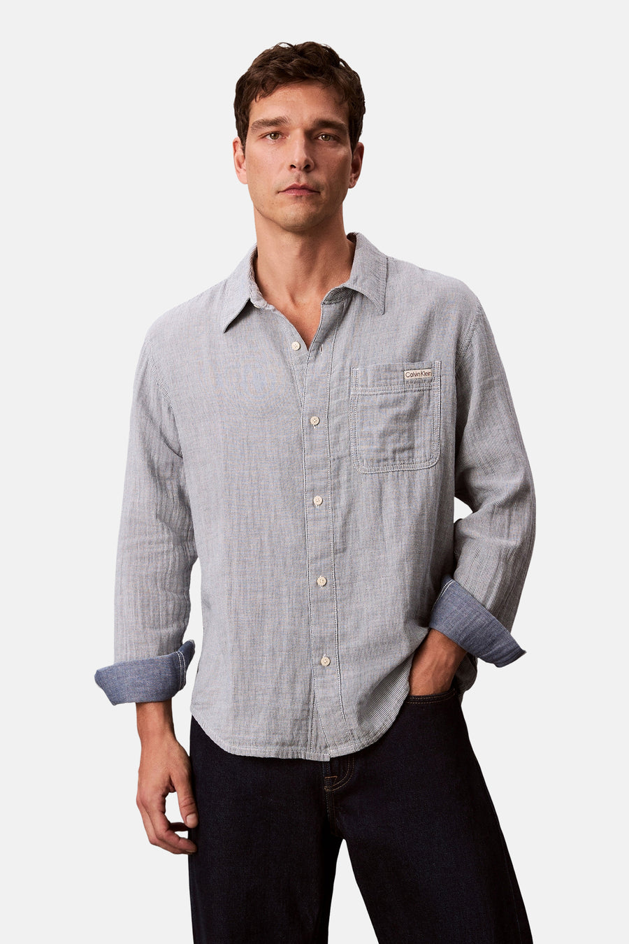 Chemise à manches longues - bleu - Calvin Klein