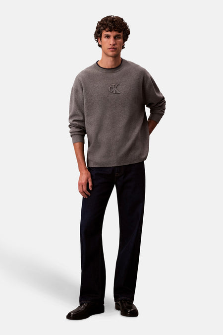 Pull à col rond - gris