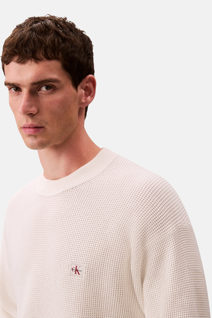 Pull à col rond - beige - Calvin Klein