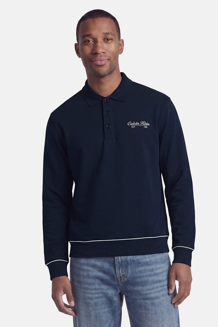 Sweat col O - bleu