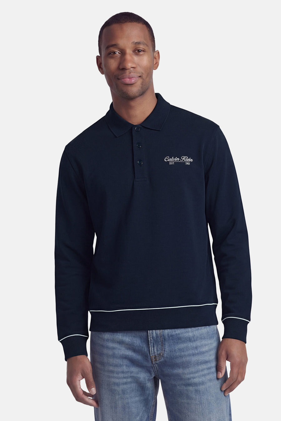 Sweat col O - bleu