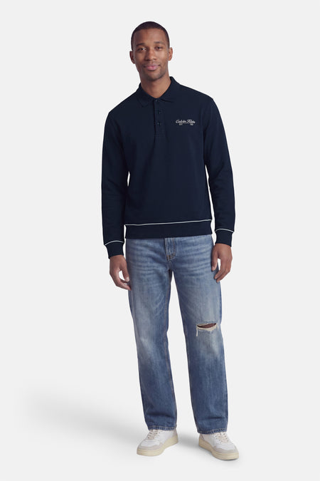 Sweat col O - bleu
