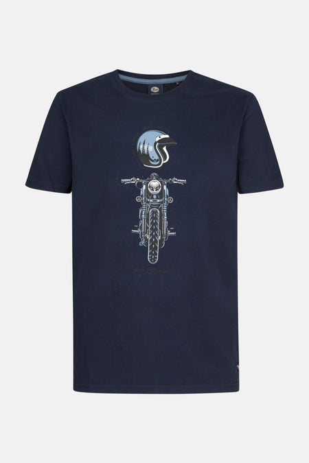 T-shirt bleu à manches courtes de Petrol Industries®, dos uni, sans décoration.