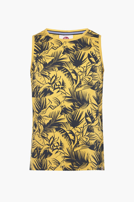 T-shirt tank top de Petrol Industries, avec un imprimé feuille sur toute la surface.