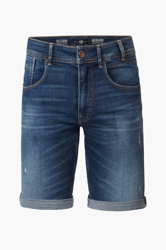 Blauwe denim shorts met omgeslagen zoom.