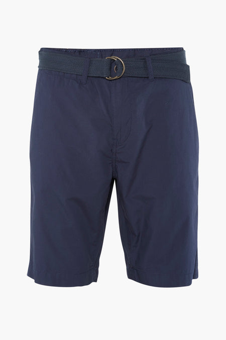 Shorts bleus de Petrol Industries avec ceinture, vus de dos.