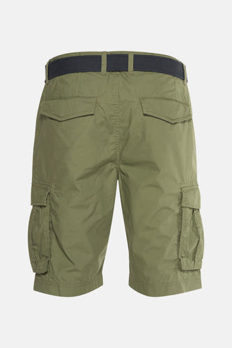 Bermuda khaki de Petrol Industries®, vu d'arrière avec des poches cargo et une ceinture noire.