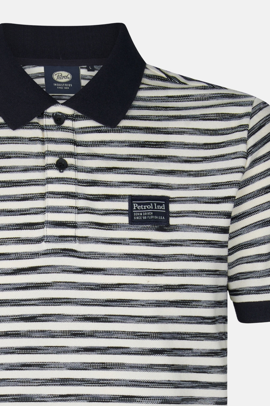 Gestreept poloshirt met korte mouwen, zwart en wit.