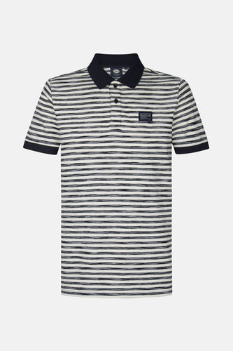 Gestreept poloshirt met donkerblauwe accenten.