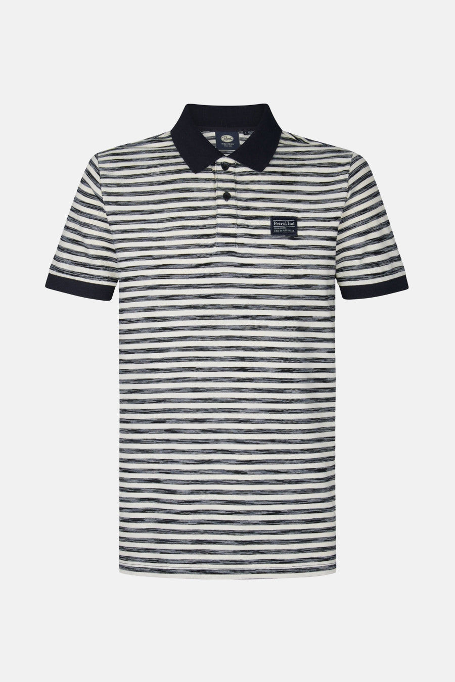 Gestreept poloshirt met donkerblauwe accenten.