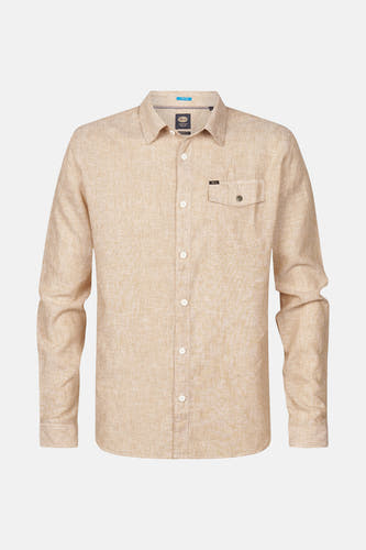 Chemise beige à longues manches de Petrol Industries® avec une poche po.