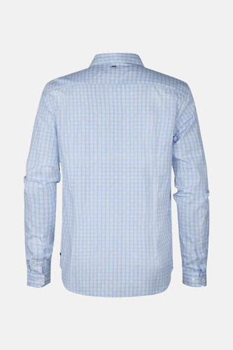 Chemise bleue à manches longues de Petrol Industries®, avec un motif fin d'ancre sur toute la surface du tissu.