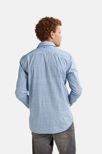 Blau,, cotonen chemise à manches longues de Petrol Industries, avec un fin motif d'ancre sur le tissu.