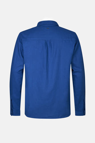 Chemise bleue à manches longues de Petrol Industries, dos visible, avec collet et boutons.