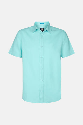 Chemise turquoise à manches courtes de Petrol Industries, finition lisse.