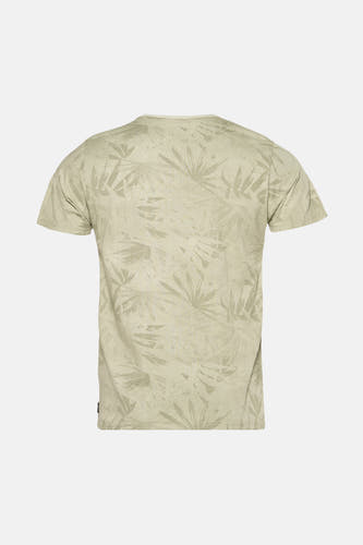 Groen T-shirt met korte mouwen van Petrol Industries met bladmotief.