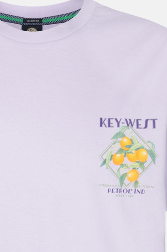 Lila T-shirt met Key-West-opdruk.