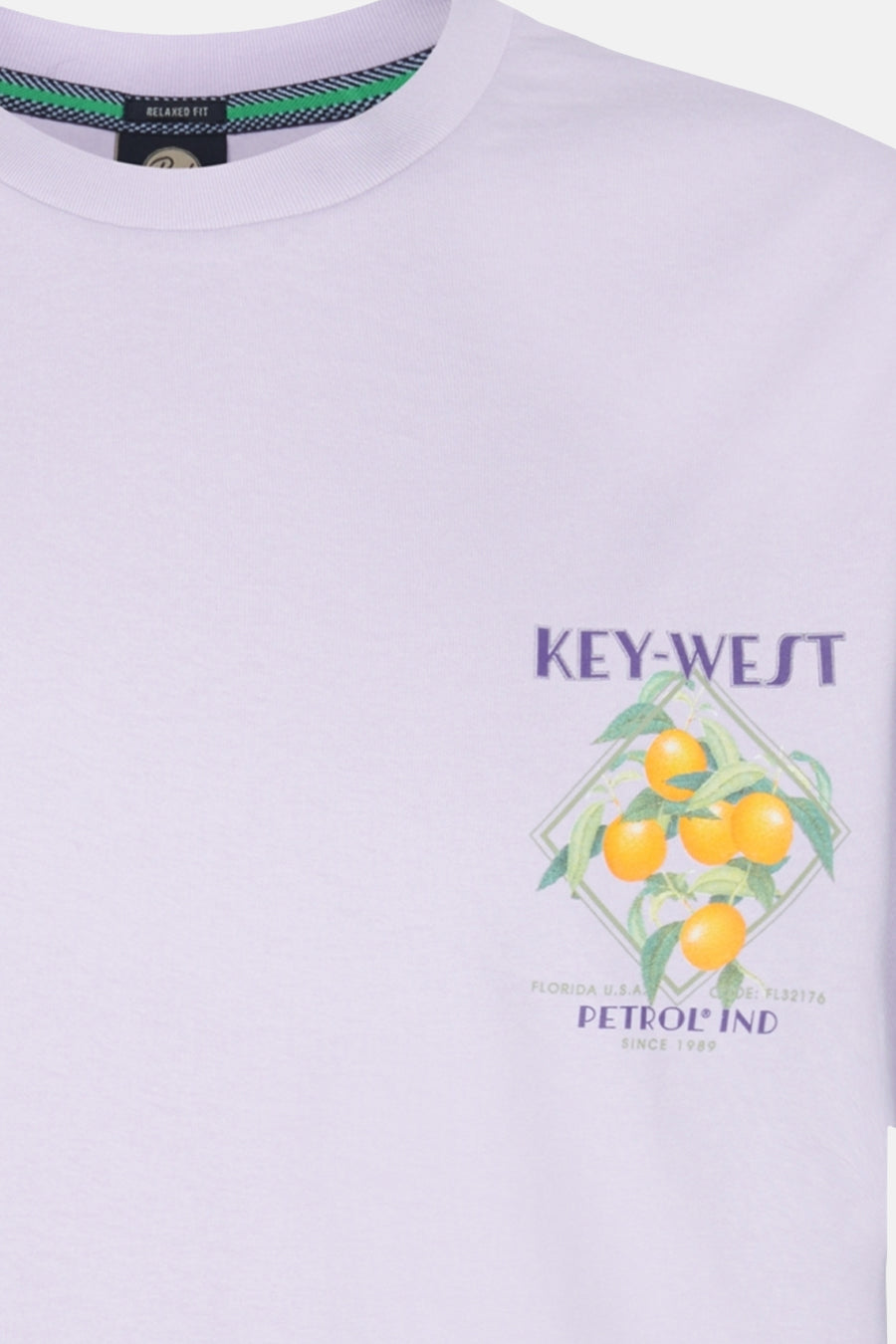 Lila T-shirt met Key-West-opdruk.
