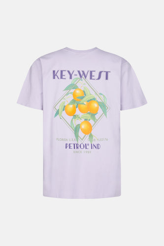 Lila t-shirt met print van sinaasappels en "Key West".