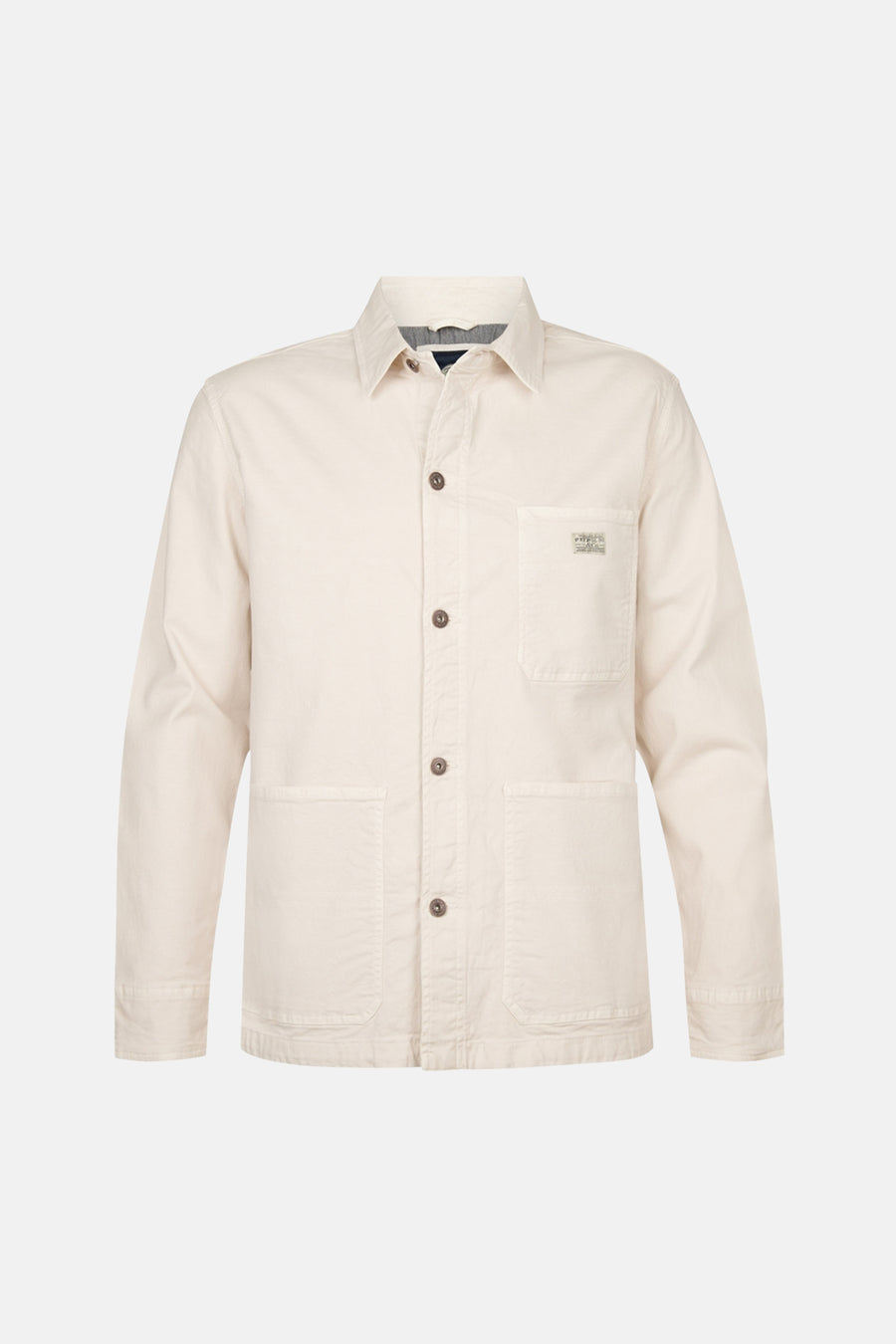 Ecru overhemd met lange mouwen van Petrol Industries® met knoopsluiting en opgestikte zakken.
