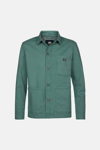Chemise verte à longues manches de Petrol Industries, avec une poche po po et deux poches latérales.