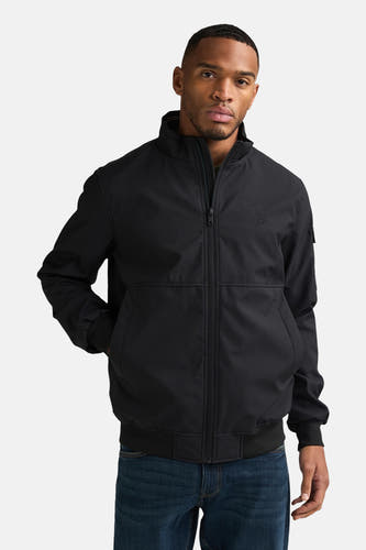 Veste courte noire de Petrol Industries®, vue de dos, à manches longues et au design uni.