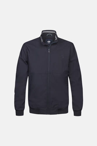 Veste courte noire de Petrol Industries® avec fermeture à glissière et col rayé.